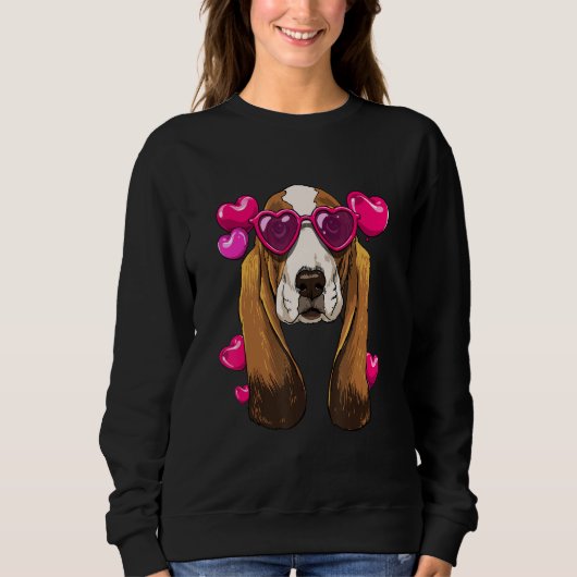 Valentines Day Basset Hound Heart Couples Basset H Trui (Voorkant)