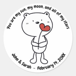Valentine's Day Bear Heart Ronde Sticker