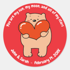 Valentine's Day Bear Heart Ronde Sticker
