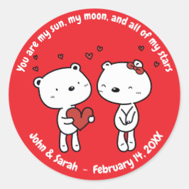 Valentine's Day Bear Heart Ronde Sticker