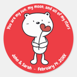 Valentine's Day Bear Heart Ronde Sticker