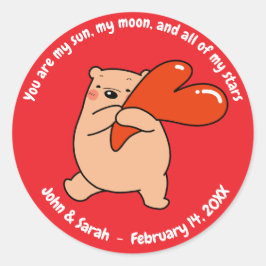 Valentine's Day Bear Heart Ronde Sticker