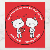 Valentine's Day Bear Heart Wijn Etiket (Enkel label)