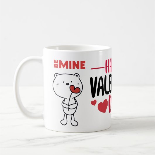 Valentine's Day Bear Love Heart Koffiemok (Links)