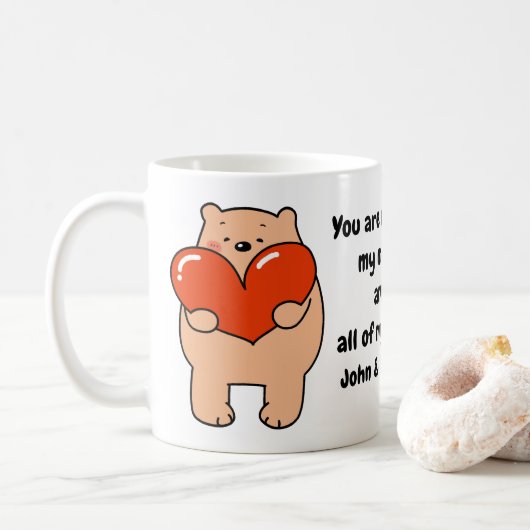 Valentine's Day Bear Love Heart Koffiemok (Met donut)
