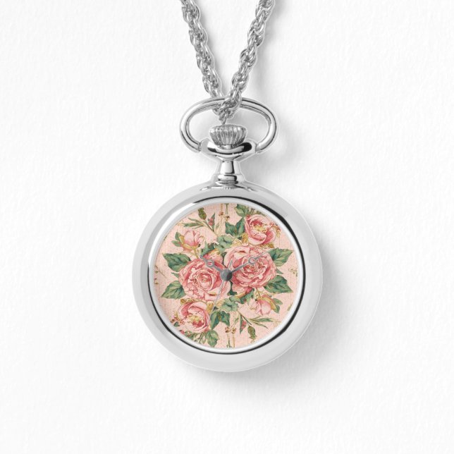 Valentine's Day, Beautiful Pink Roses Flowers Horloge (Voorkant)