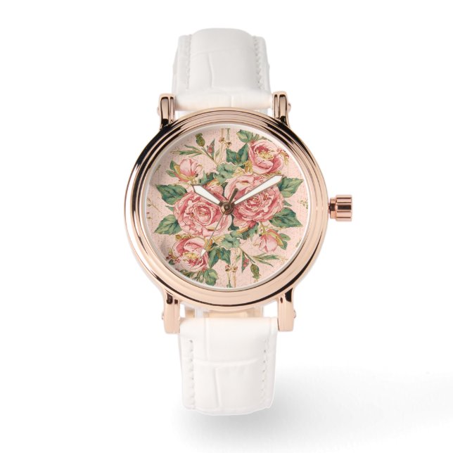 Valentine's Day, Beautiful Pink Roses Flowers Horloge (Voorkant)