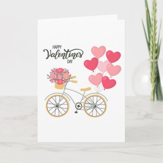 Valentine's Day Bicycle Greeting Card Kaart (Voorkant)