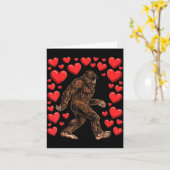 Valentines Day Bigfoot Red Hearts Funny Sasquatch  Kaart (Gele Bloem)