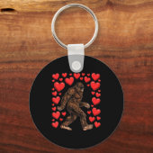 Valentines Day Bigfoot Red Hearts Funny Sasquatch  Sleutelhanger (Voorkant)