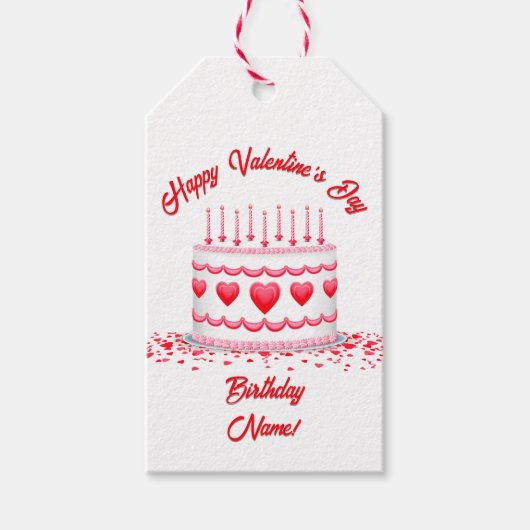 Valentine's Day Birthday Cake Custom Candles Cadeaulabel (Voorkant)