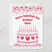 Valentine's Day Birthday Cake Custom Candles Flat Kaart (Voorkant)