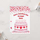 Valentine's Day Birthday Cake Custom Candles Flat Kaart (Voorkant / Achterkant in situ)