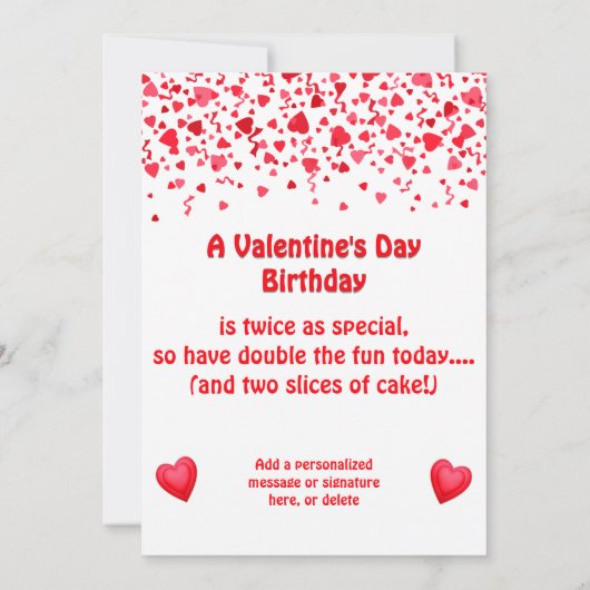 Valentine's Day Birthday Cake Custom Candles Flat Kaart (Achterkant)