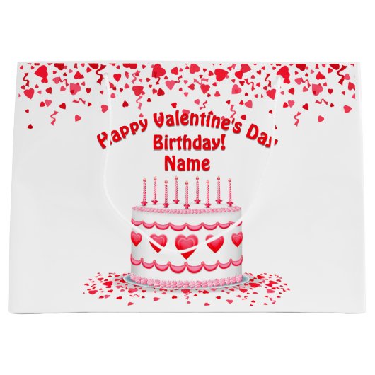 Valentine's Day Birthday Cake Customizable Candles Groot Cadeauzakje (Voorkant)