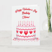 Valentine's Day Birthday Cake Customizable Candles Kaart (Voorkant)