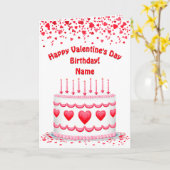Valentine's Day Birthday Cake Customizable Candles Kaart (Gele Bloem)