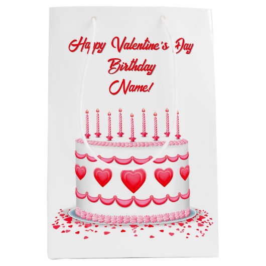 Valentine's Day Birthday Cake Customizable Candles Medium Cadeauzakje (Voorkant)