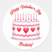 Valentine's Day Birthday Cake Design Ronde Sticker (Voorkant)