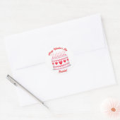 Valentine's Day Birthday Cake Design Ronde Sticker (Envelop)