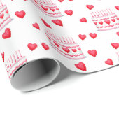 Valentine's Day Birthday Cake Pattern Cadeaupapier (Rol Hoek)