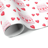 Valentine's Day Birthday Cake Pattern Cadeaupapier (Rol Hoek)