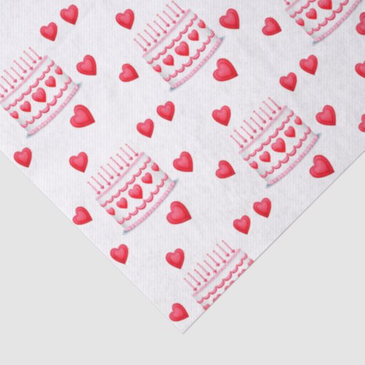 Valentine's Day Birthday Cake Pattern Tissuepapier (Detail)