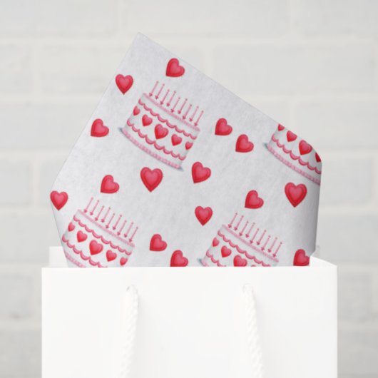 Valentine's Day Birthday Cake Pattern Tissuepapier (Cadeauzakje)