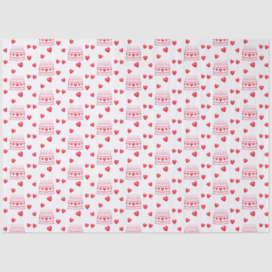 Valentine's Day Birthday Cake Pattern Tissuepapier (Voorkant)
