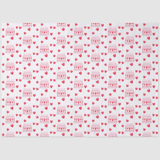Valentine's Day Birthday Cake Pattern Tissuepapier (Voorkant)