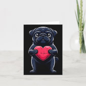 Valentines Day Black Pug Heart Funny Dog Mom Dad F Kaart (Voorkant)