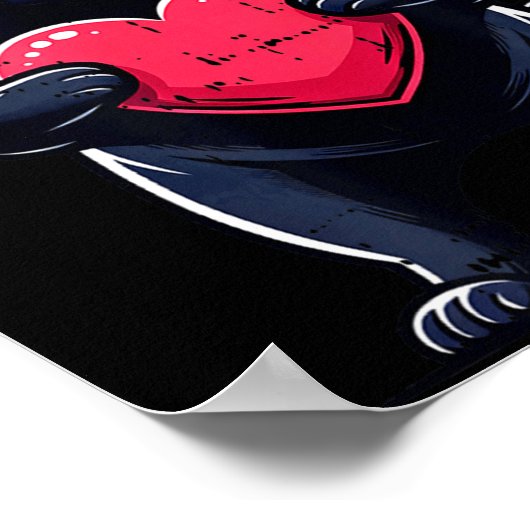 Valentines Day Black Pug Heart Funny Dog Mom Dad F Poster (Hoek)