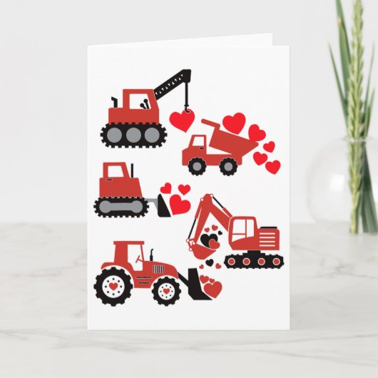 Valentines Day Boys Kids Toddler Construction Truc Kaart (Voorkant)