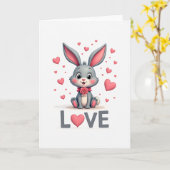 Valentines Day Bunny Love Card Kaart (Gele Bloem)