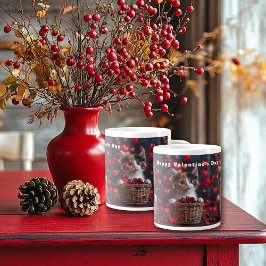 Valentine's Day Calico Kitten Red Hearts Candy Grote Koffiekop