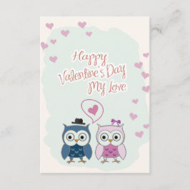 Valentine's Day Card Cute Owns Couple Kaart