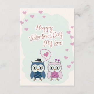 Valentine's Day Card Cute Owns Couple Kaart