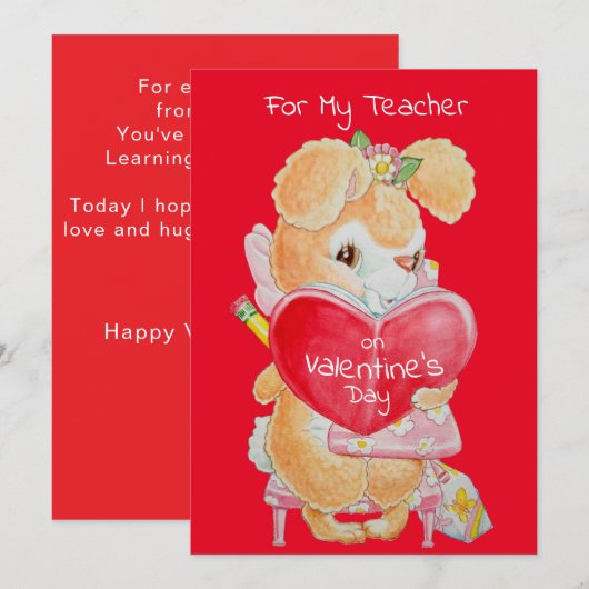 Valentine's Day Card for a Good Teacher Feestdagenkaart (Voorkant / Achterkant)