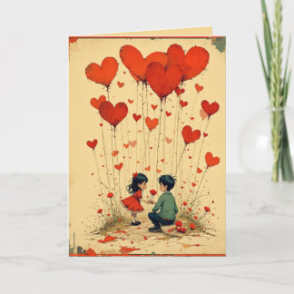 Valentine's Day Card for Kids with Hearts Feestdagen Kaart