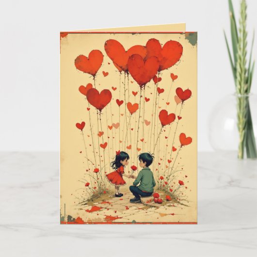 Valentine's Day Card for Kids with Hearts Feestdagen Kaart (Voorkant)