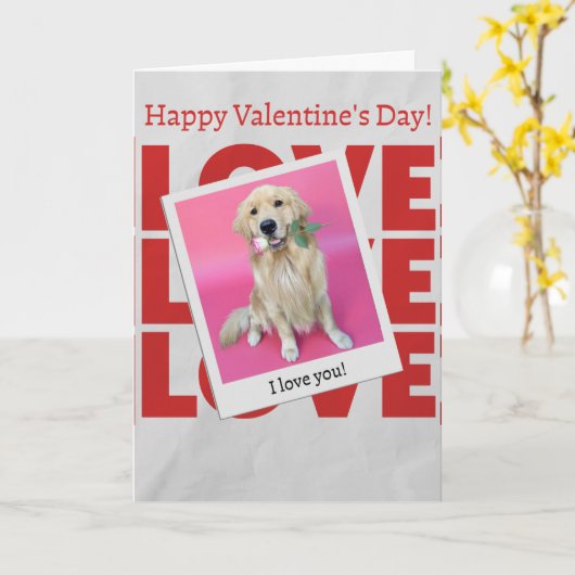 Valentine's Day card with dog Kaart (Gele Bloem)