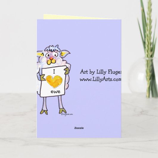 Valentines Day Cartoon Sheep Feestdagen Kaart (Achterkant)