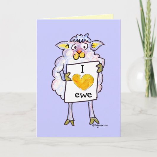 Valentines Day Cartoon Sheep Feestdagen Kaart (Voorkant)