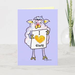 Valentines Day Cartoon Sheep Feestdagen Kaart