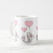 Valentine's Day Cats Pink Hearts Mugs Koffiemok (Voorkant links)