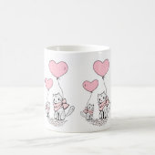 Valentine's Day Cats Pink Hearts Mugs Koffiemok (Center)