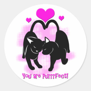 Valentines Day Cats Ronde Sticker
