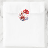 Valentine's Day Cherub Heart Red White Ronde Sticker (Tas)