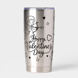 Valentines Day Cherub & Romantic Doodle Design Geïsoleerde Drinkbeker