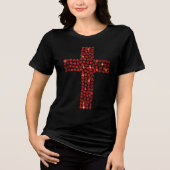 Valentine's Day Christian Cross Hearts Faith  Tri-Blend Shirt (Voorkant)